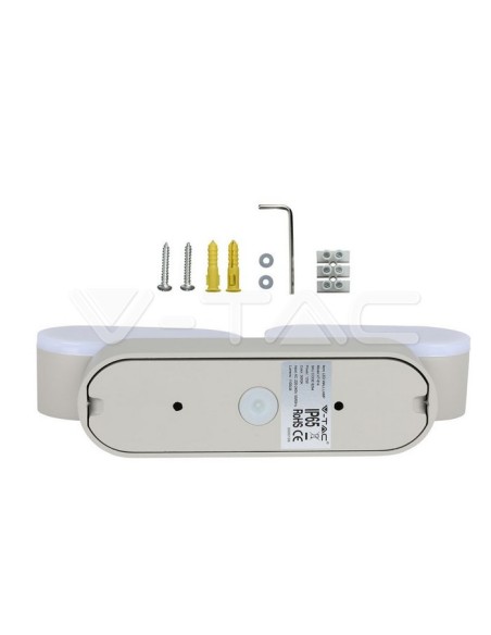 V-TAC VT-814 8294 12W Ovale LED Wandlamp Grijs met Dubbele Draaibare Kop 3000K IP65