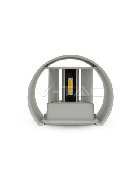 V-TAC VT-756 7083 Abgerundete LED-Wandleuchte Doppel-LED COB 6W Satin Grey Farbe Einstellbarer Lichtstrahl 3000K IP65