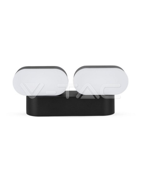 V-TAC VT-814 8293 Ovale LED-Wandleuchte 12W Schwarz mit drehbarem Doppelkopf 3000K IP65