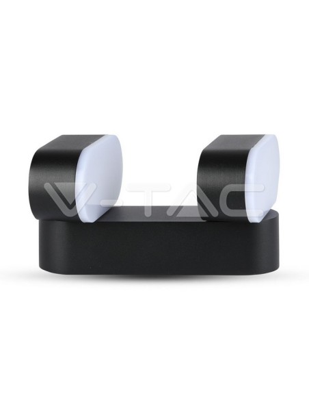 V-TAC VT-814 8293 Ovale LED-Wandleuchte 12W Schwarz mit drehbarem Doppelkopf 3000K IP65