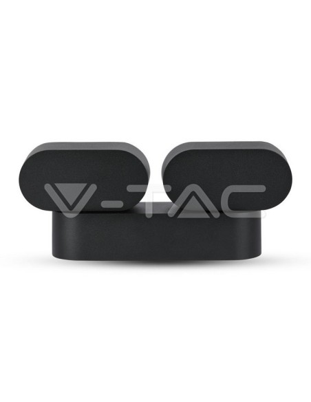 V-TAC VT-814 8293 Oval LED Wall Lamp 12W Black with Dual Rotatable Head 3000K IP65