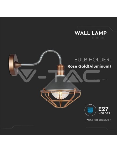V-TAC VT-720R 8973 LED Glass Lantern Wall Lamp with E27 IP65 Lampholder and Bronze Finish