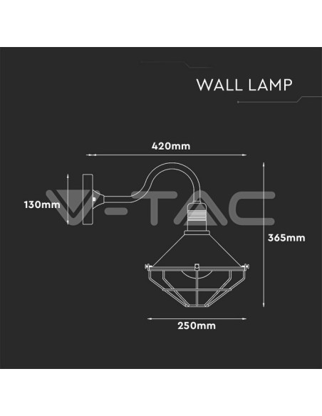 V-TAC VT-720R 8973 LED-Glaslaterne Wandlampe mit E27 IP65 Fassung und Bronze Finish