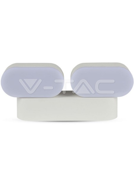 V-TAC VT-814 8292 Lámpara de pared LED ovalada de 12W blanca con doble cabezal giratorio 3000K IP65