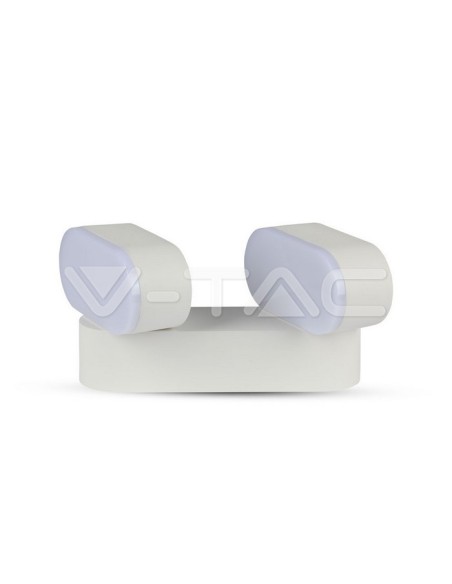 V-TAC VT-814 8292 Lámpara de pared LED ovalada de 12W blanca con doble cabezal giratorio 3000K IP65