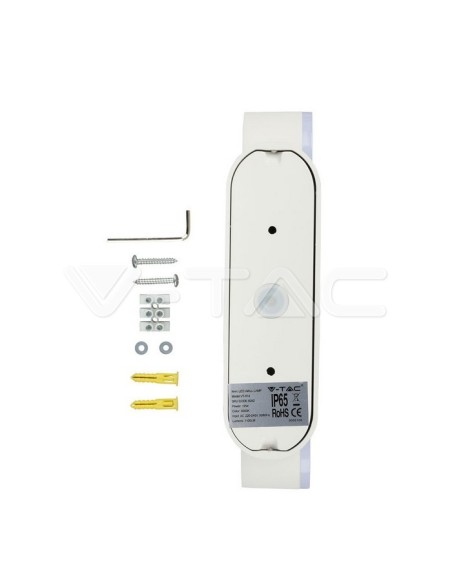 V-TAC VT-814 8292 Lámpara de pared LED ovalada de 12W blanca con doble cabezal giratorio 3000K IP65