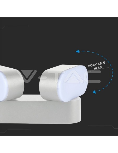 V-TAC VT-814 8292 Lámpara de pared LED ovalada de 12W blanca con doble cabezal giratorio 3000K IP65