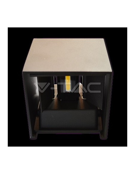 V-TAC VT-759 7087 Applique murale carrée à LED Double LED COB 6W Noir satiné Couleur réglable Faisceau lumineux 4000K IP65