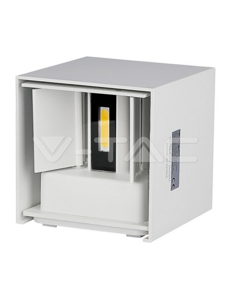 V-TAC VT-759 7088 Lámpara de pared LED cuadrada doble COB 6W Color blanco satinado Haz de luz ajustable 4000K IP65