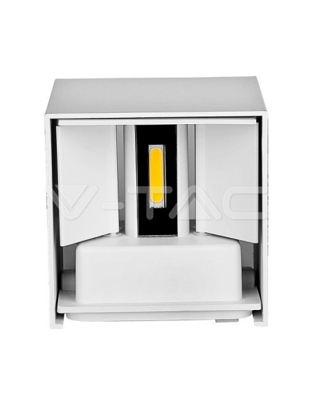 V-TAC VT-759 7088 Lampada LED da Muro Quadrata Doppio LED COB 6W Colore Bianco Satinato Fascio Luminoso Regolabile 4000K IP65