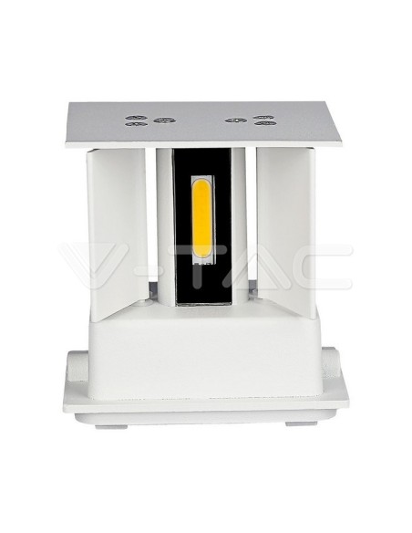 V-TAC VT-759 7088 Lámpara de pared LED cuadrada doble COB 6W Color blanco satinado Haz de luz ajustable 4000K IP65