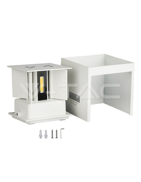 V-TAC VT-759 7088 Quadratische LED-Wandleuchte Doppel-LED COB 6W Satinweiß Farbe Einstellbarer Lichtstrahl 4000K IP65