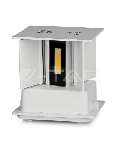 V-TAC VT-759 7088 Lámpara de pared LED cuadrada doble COB 6W Color blanco satinado Haz de luz ajustable 4000K IP65