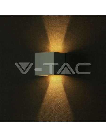 V-TAC VT-759 7088 Quadratische LED-Wandleuchte Doppel-LED COB 6W Satinweiß Farbe Einstellbarer Lichtstrahl 4000K IP65