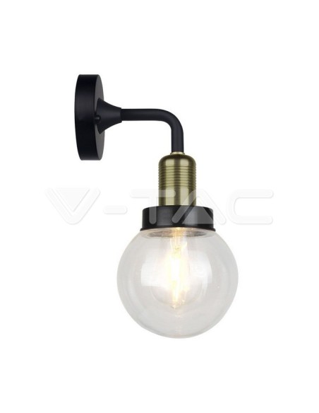 V-TAC VT-720BW 8970 Aplique de cristal LED con portalámparas E27 Negro mate IP65