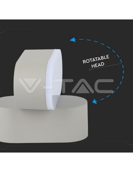 V-TAC VT-816 8290 Lámpara de pared LED ovalada de 6W gris con cabezal giratorio 3000K IP65