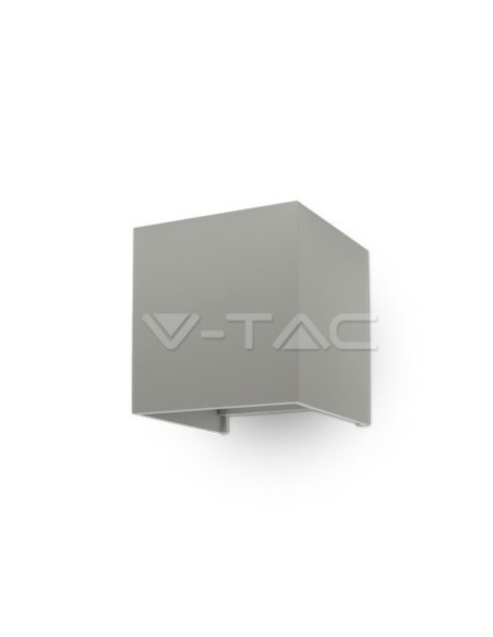 V-TAC VT-759 7089 Lampada LED da Muro Quadrata Doppio LED COB 6W Colore Grigio Satinato Fascio Luminoso Regolabile 4000K IP65