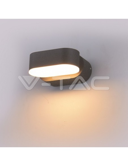 V-TAC VT-816 8290 Lampe murale ovale à LED 6W grise avec tête pivotante 3000K IP65