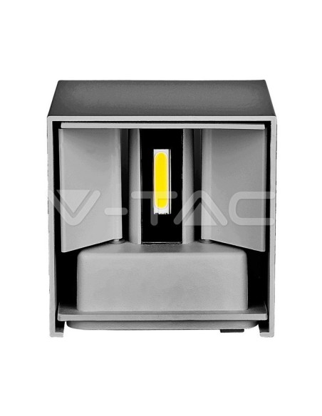 V-TAC VT-759 7089 Lámpara LED cuadrada de pared Doble LED COB 6W Color gris satinado Haz de luz ajustable 4000K IP65