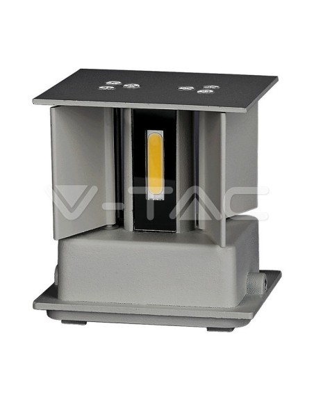 V-TAC VT-759 7089 Square LED Wall Lamp Double LED COB 6W Satin Grey Colour Adjustable Light Beam 4000K IP65