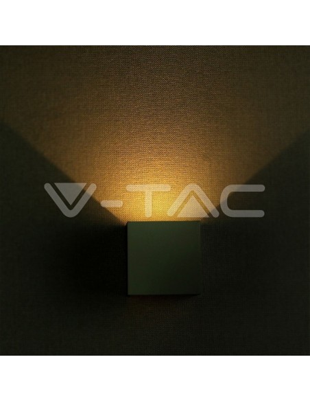 V-TAC VT-759 7089 Vierkante LED Wandlamp Double LED COB 6W Satijngrijs Verstelbare Lichtbundel 4000K IP65