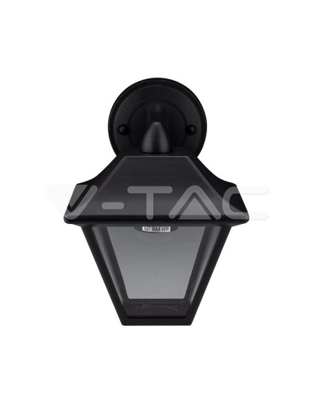 V-TAC VT-843 8686 Lanterne murale en verre LED avec support d'ampoule E27 noir mat IP44