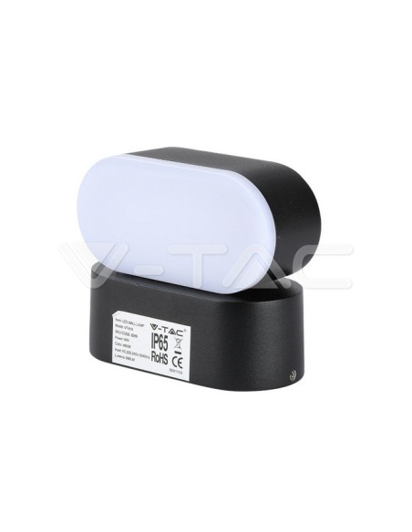 V-TAC VT-816 8289 Lampada LED da Muro Ovale 6W Colore Nero con Testa Ruotabile 4000K IP65