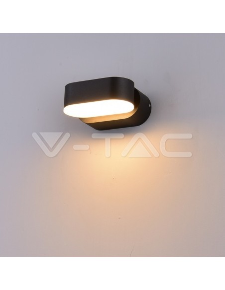 V-TAC VT-816 8289 Lampada LED da Muro Ovale 6W Colore Nero con Testa Ruotabile 4000K IP65