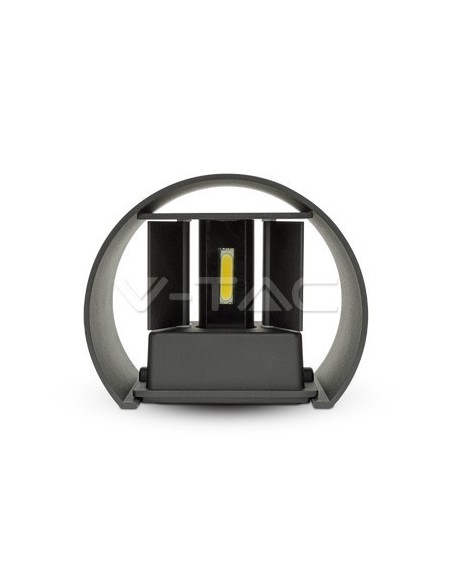 V-TAC VT-756 7090 Abgerundete LED-Wandleuchte Doppel-LED COB 6W Satinschwarz Farbe einstellbarer Lichtstrahl 4000K IP65