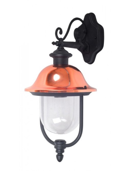 V-TAC VT-852 7531 Lanterne murale à LED avec douille E27 (Max 60W) orientée vers le bas, couleur noire et culot en cuivre IP44