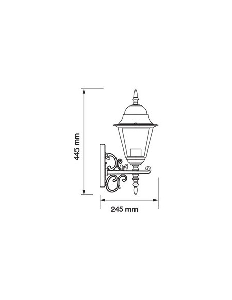 V-TAC VT-761 7521 Lampada LED da Muro a Lanterna con Portalampada E27 (Max 60W) Rivolta Verso l'Alto Colore Nero Opaco IP44
