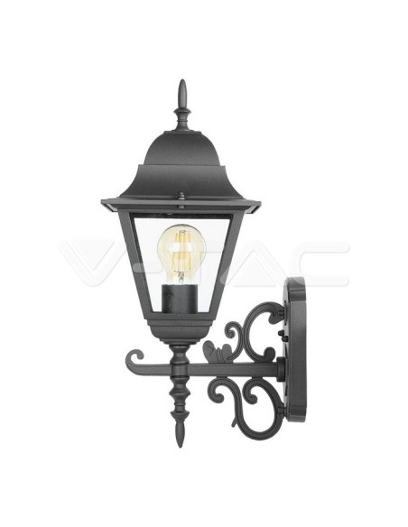 V-TAC VT-761 7521 Lámpara LED de pared con E27 (máx. 60W) orientada hacia arriba Color negro mate IP44