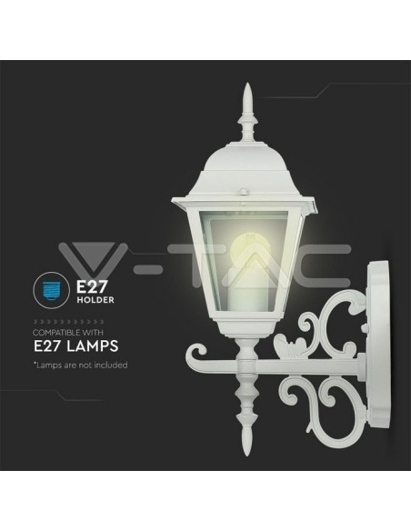 V-TAC VT-760 7520 Small LED Lantern Wall Lamp with E27 (Max 60W) Upward-facing Matt White IP44