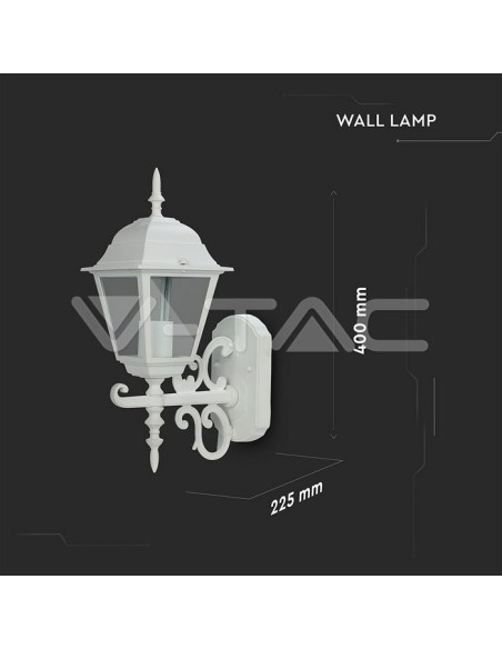 V-TAC VT-760 7520 Kleine LED Lantaarn Wandlamp met E27 (Max 60W) Naar boven gericht Matwit IP44