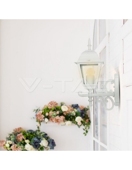 V-TAC VT-760 7520 Lampada LED da Muro a Lanterna Piccola con Portalampada E27 (Max 60W) Rivolta Verso l'Alto Colore Bianco IP44