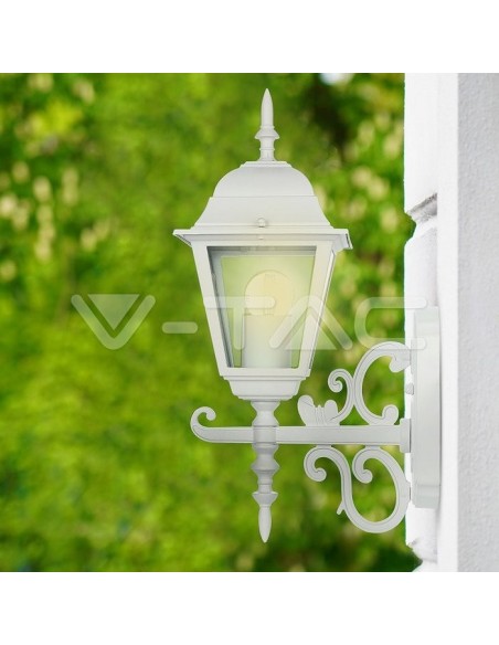 V-TAC VT-760 7520 Lámpara LED pequeña de pared con E27 (máx. 60W) orientada hacia arriba Blanco mate IP44