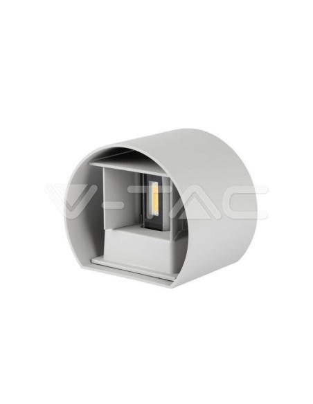 V-TAC VT-756 7092 Rounded LED Wall Lamp Double LED COB 6W Satin Grey Colour Adjustable Light Beam 4000K IP65