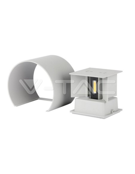 V-TAC VT-756 7092 Rounded LED Wall Lamp Double LED COB 6W Satin Grey Colour Adjustable Light Beam 4000K IP65