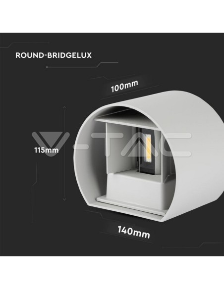 V-TAC VT-756 7092 Afgeronde LED Wandlamp Double LED COB 6W Satijn Grijs Kleur Aanpasbare Lichtbundel 4000K IP65