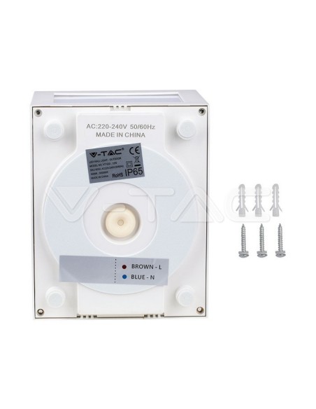 V-TAC VT-822 8336 Lámpara LED de pared 12W Color Blanco 6400K IP65