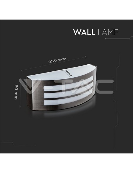 V-TAC VT-7680 7514 LED-Wandleuchte rund mit E27-Fassung (Max 15W) Farbe grau IP44