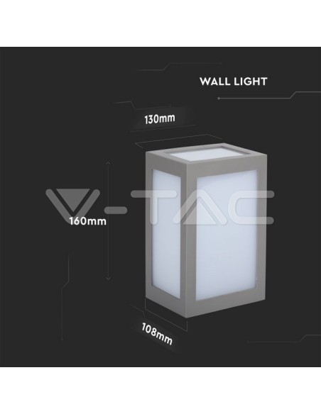 V-TAC VT-822 8337 LED Laterne Wandleuchte 12W Farbe Grau 3000K IP65