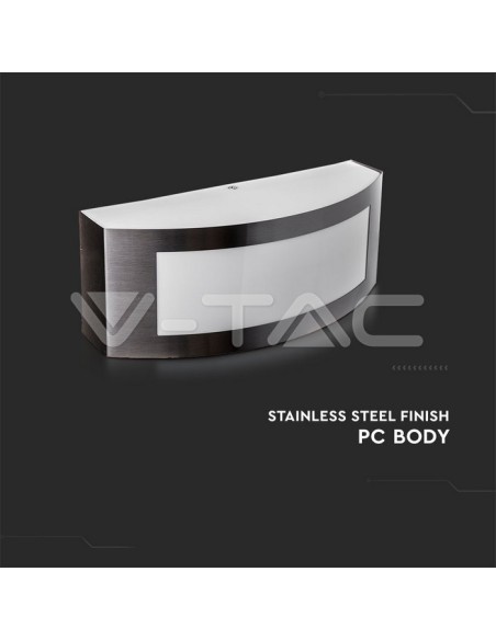 V-TAC VT-7670 7513 Lámpara LED de pared redonda con portalámparas E27 (máx. 15W) Color gris IP44
