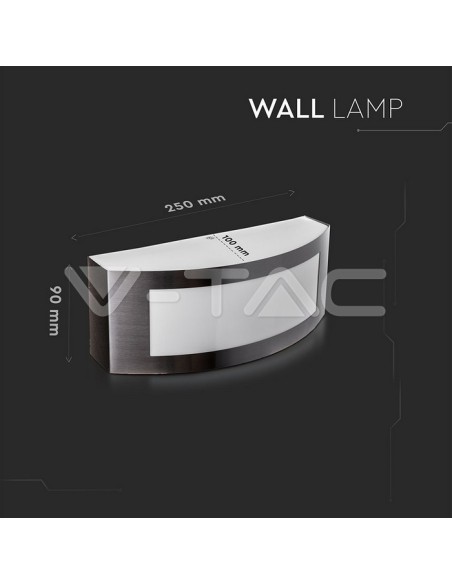 V-TAC VT-7670 7513 LED-Wandleuchte rund mit E27-Fassung (Max 15W) Farbe grau IP44
