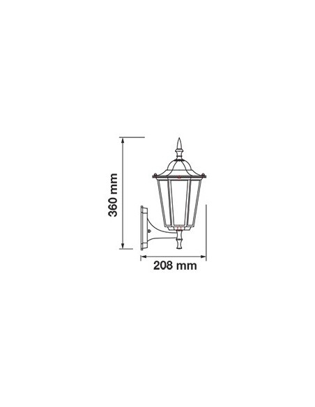 V-TAC VT-749 7066 LED Lantern Wall Lamp with E27 Lampholder (Max 60W) Upright Black IP44
