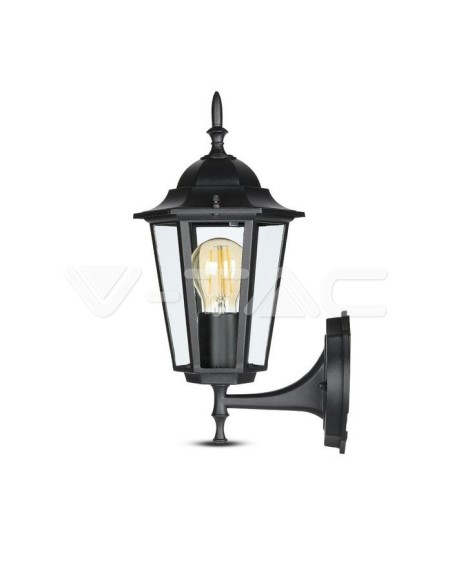 V-TAC VT-749 7066 LED Lantern Wall Lamp with E27 Lampholder (Max 60W) Upright Black IP44