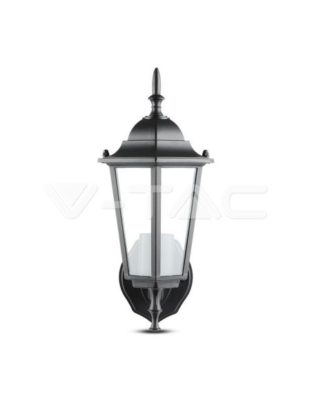 V-TAC VT-749 7066 Lampada LED da Muro a Lanterna con Portalampada E27 (Max 60W) Attacco verso l'alto Colore Nero IP44