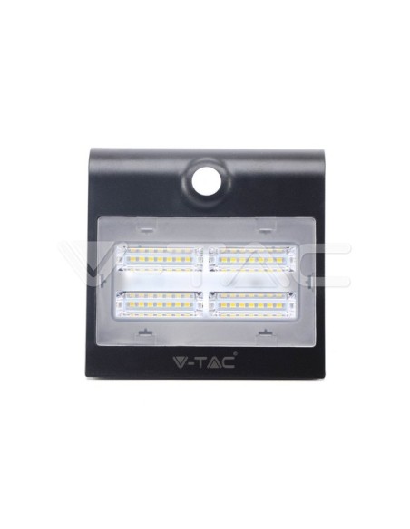 V-TAC VT-768 7528 Lámpara de pared solar LED de 3W 30LED con sensor PIR Color Negro 3000K+4000K IP65