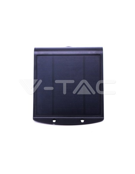 V-TAC VT-768 7528 Lampada LED Solare da Muro a Batteria 3W 30LED con Sensore PIR Colore Nero 3000K+4000K IP65