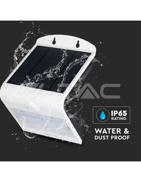 V-TAC VT-768 7528 Solar LED Battery Wall Lamp 3W 30LED with PIR Sensor Colour Black 3000K+4000K IP65